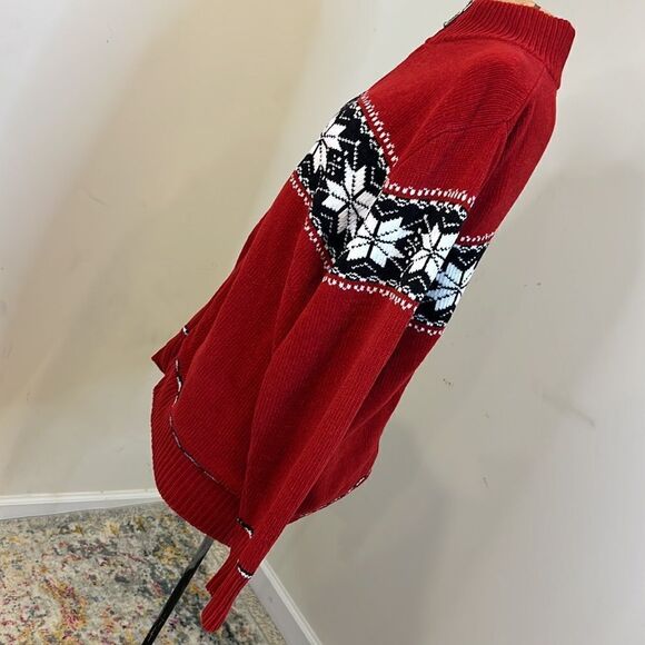 Dress Barn Snowflake Print Zip Front Acrylic Cardigan Sweater - Size 14/16 - Picture 8 of 12